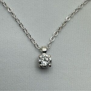 Swarovski Crystal Elements White Crystal Solitaire Necklace Silver Bridal Formal
